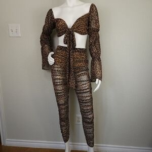 The Obsessed Collection Leopard Print Two Piece Set Lingerie Size S